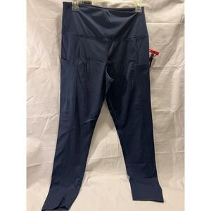 Women's Legging Medium Tuff Athletics High Waisted Navy Blue Trendy Yoga